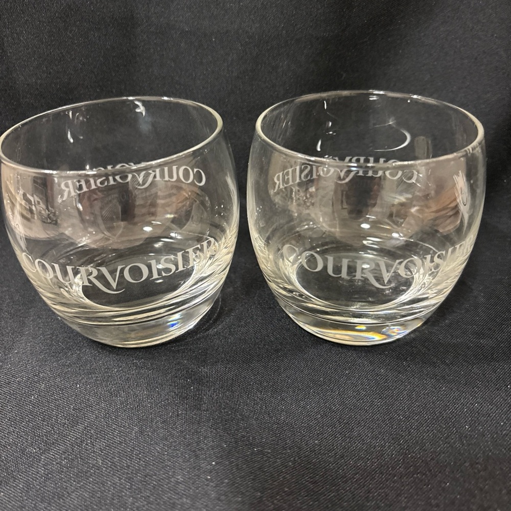 Set of 2 Courvoisier Cognac Lowball Rocks Glasses Brandy Made In France